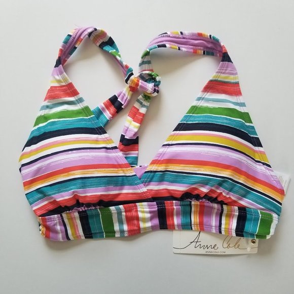 Anne Cole Painted Stripe Banded Halter Bikini Top - Picture 6 of 11